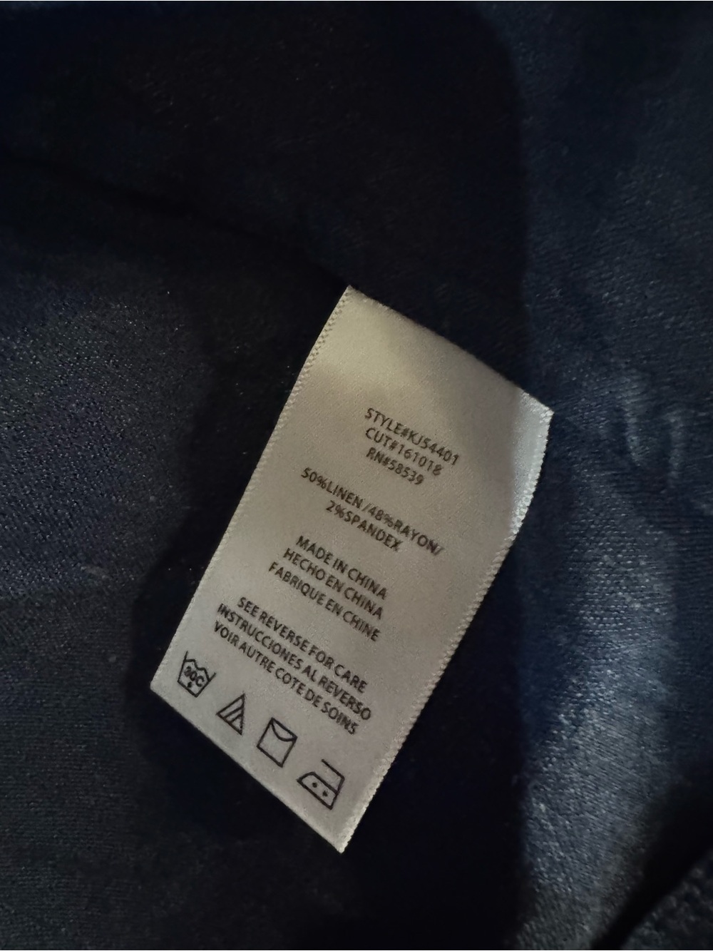 KUT From the Kloth Navy Linen Blend Open Front Jacket Blazer Size Large - Picture 7 of 9